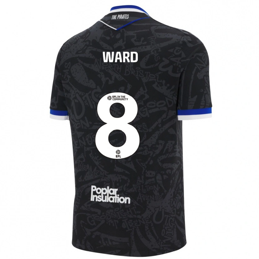 Danxen Hombre Camiseta Grant Ward #8 Negro Blanco 2ª Equipación 2025/26 La Camisa México