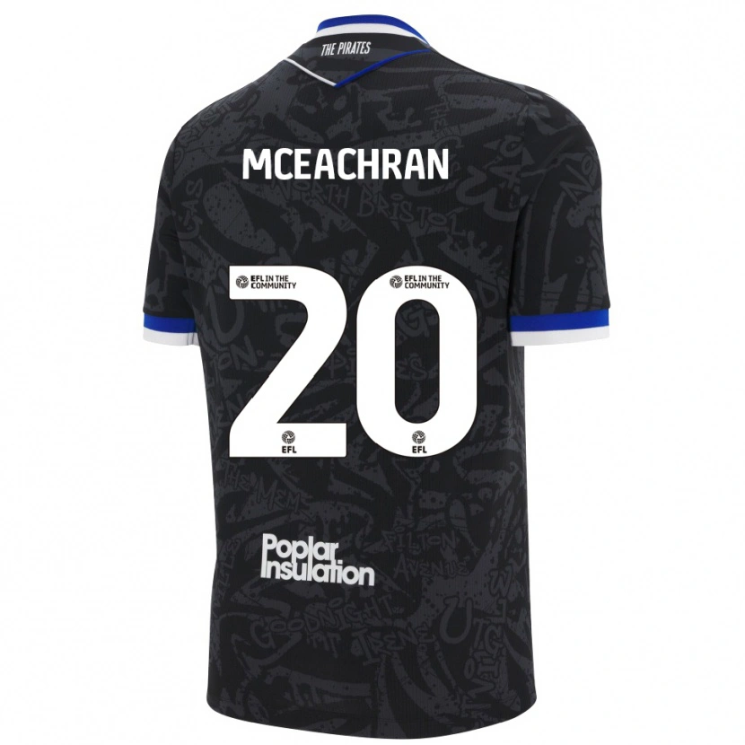 Danxen Hombre Camiseta Josh Mceachran #20 Negro Blanco 2ª Equipación 2025/26 La Camisa México