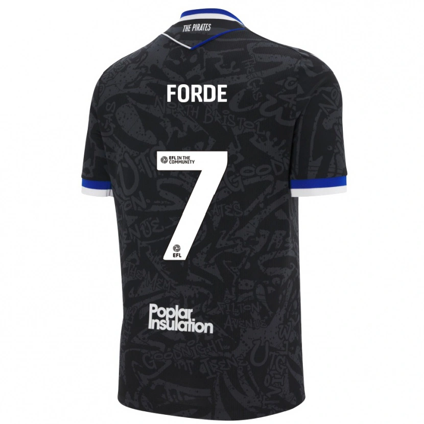 Danxen Hombre Camiseta Shaqai Forde #7 Negro Blanco 2ª Equipación 2025/26 La Camisa México