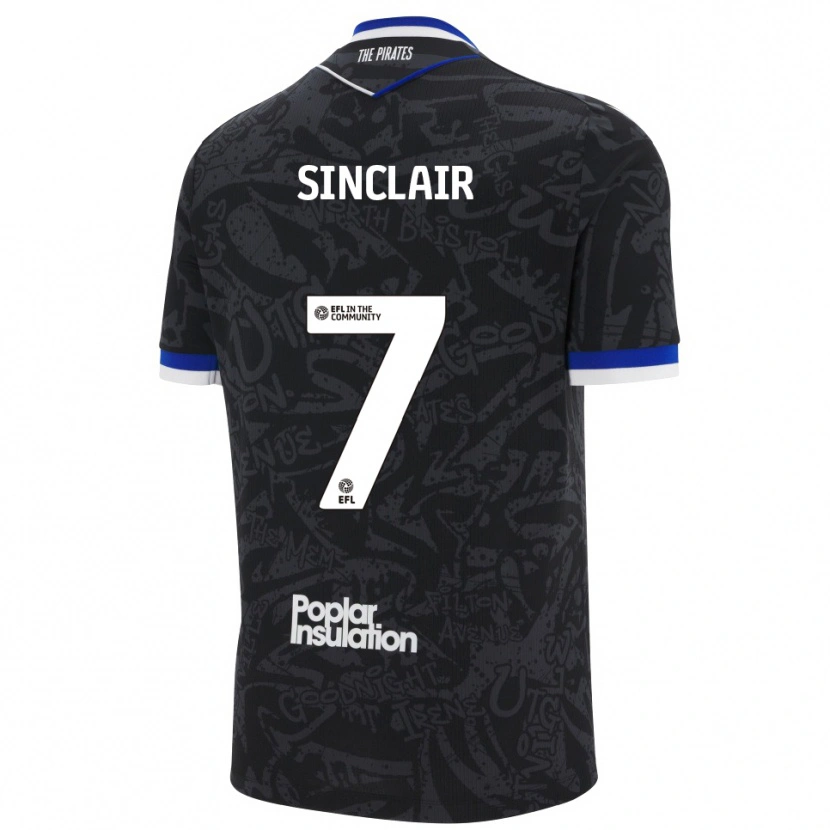 Danxen Hombre Camiseta Scott Sinclair #7 Negro Blanco 2ª Equipación 2025/26 La Camisa México