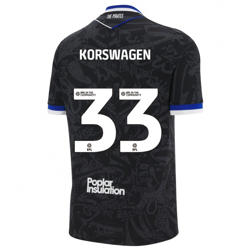 Danxen Hombre Camiseta Mattijis Korswagen #33 Negro Blanco 2ª Equipación 2025/26 La Camisa México