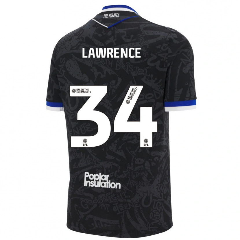 Danxen Hombre Camiseta Jerry Lawrence #34 Negro Blanco 2ª Equipación 2025/26 La Camisa México