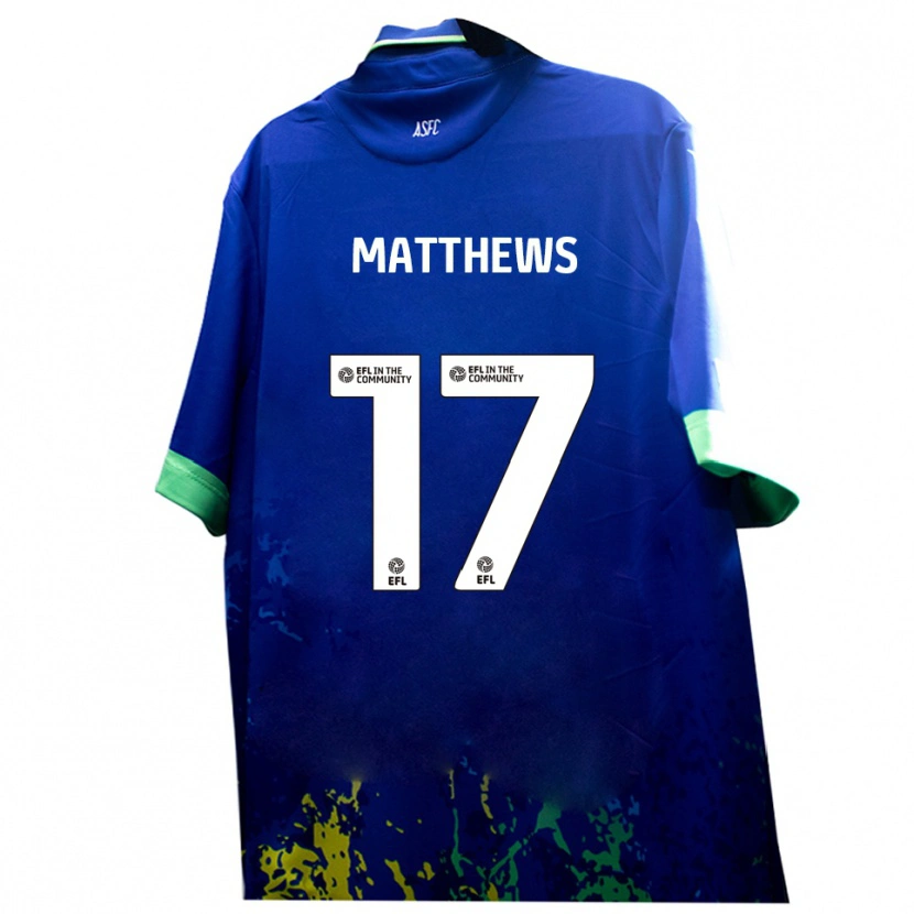Danxen Hombre Camiseta Devon Matthews #17 Azul Amarillo 2ª Equipación 2025/26 La Camisa México