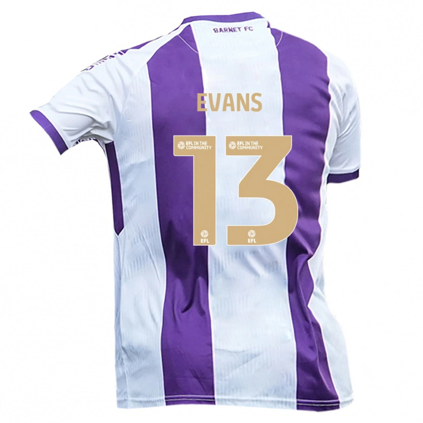 Danxen Hombre Camiseta Owen Evans #13 Blanco Púrpura 2ª Equipación 2025/26 La Camisa México