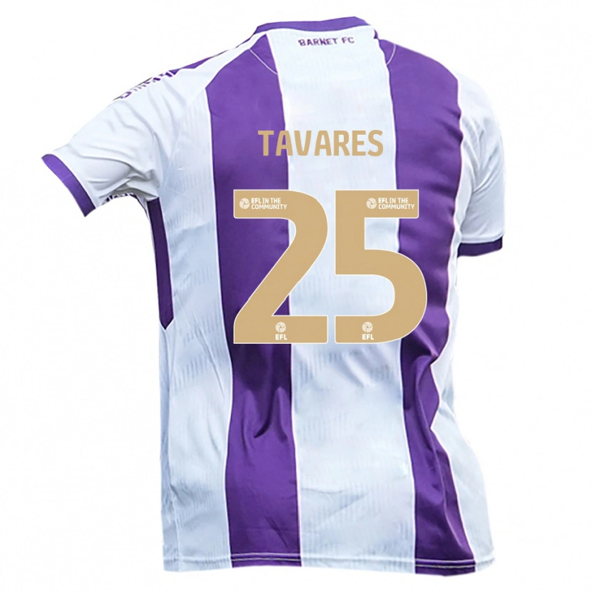 Danxen Hombre Camiseta Nikola Tavares #25 Blanco Púrpura 2ª Equipación 2025/26 La Camisa México