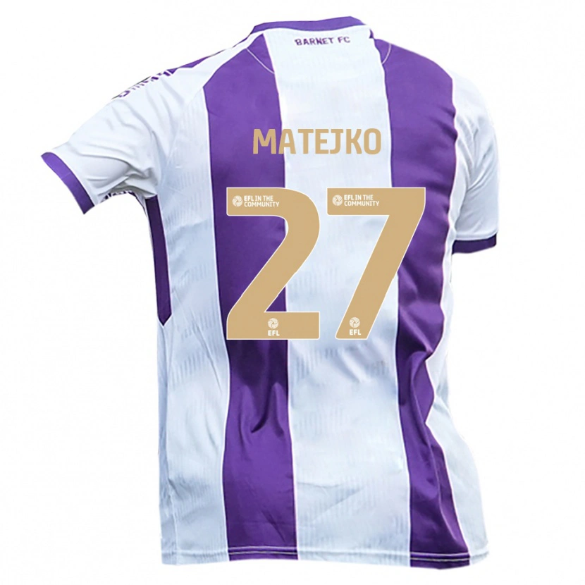 Danxen Hombre Camiseta Patrick Matejko #27 Blanco Púrpura 2ª Equipación 2025/26 La Camisa México