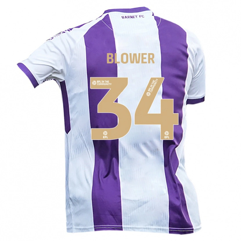 Danxen Hombre Camiseta Jack Blower #34 Blanco Púrpura 2ª Equipación 2025/26 La Camisa México