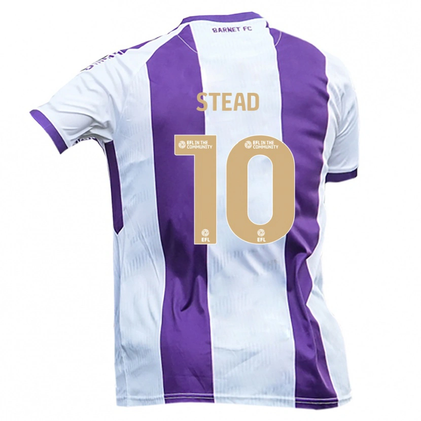 Danxen Hombre Camiseta Callum Stead #10 Blanco Púrpura 2ª Equipación 2025/26 La Camisa México