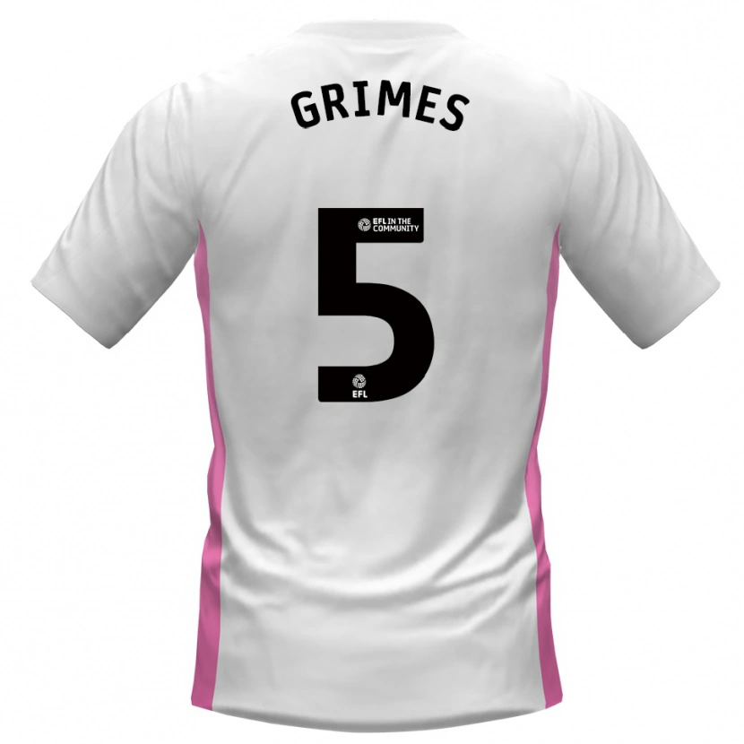 Danxen Hombre Camiseta Jamie Grimes #5 Blanco Rojo 2ª Equipación 2025/26 La Camisa México