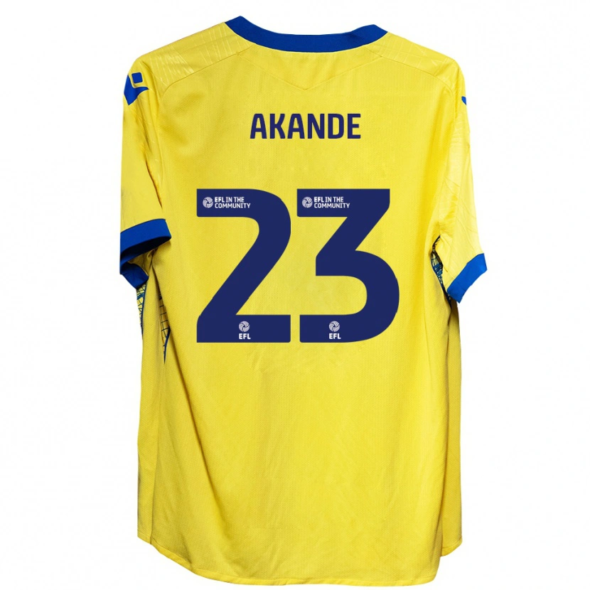 Danxen Hombre Camiseta Adrian Akande #23 Amarillo Azul 2ª Equipación 2025/26 La Camisa México
