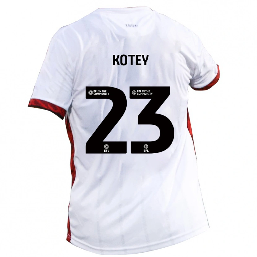 Danxen Hombre Camiseta Fate Kotey #23 Blanco Rojo Negro 2ª Equipación 2025/26 La Camisa México