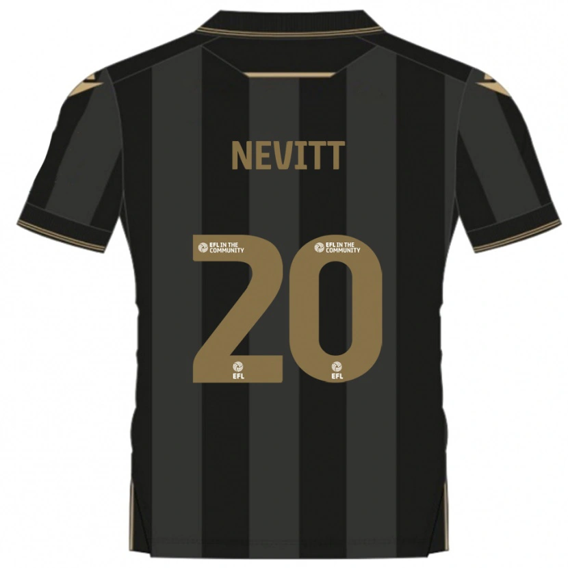Danxen Hombre Camiseta Elliott Nevitt #20 Negro Dorado 2ª Equipación 2025/26 La Camisa México