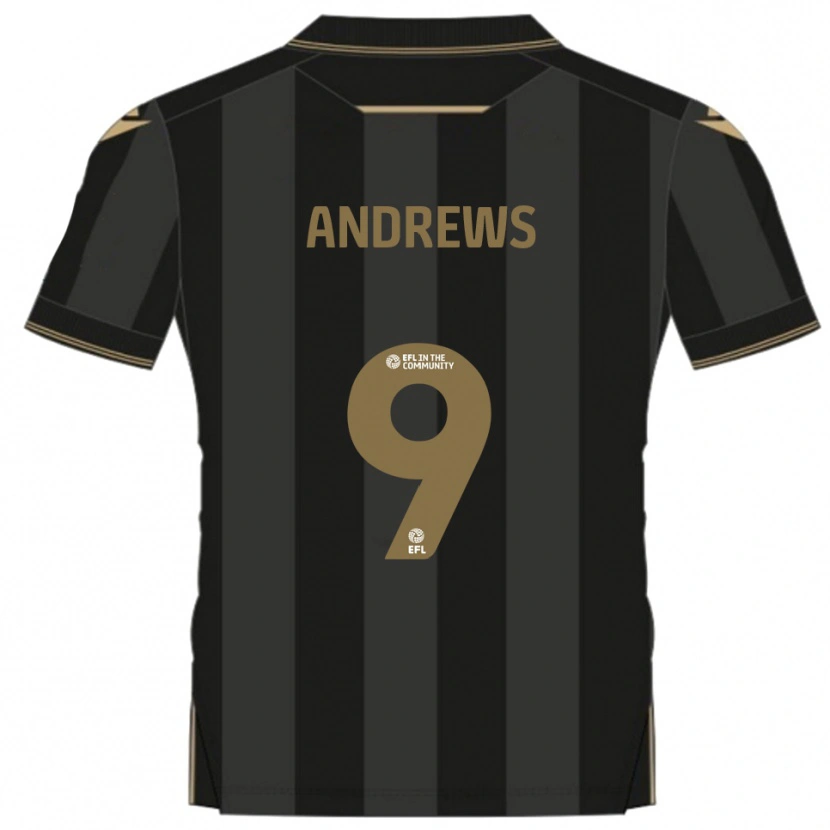 Danxen Hombre Camiseta Josh Andrews #9 Negro Dorado 2ª Equipación 2025/26 La Camisa México