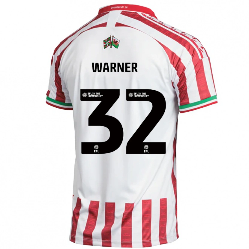 Danxen Hombre Camiseta Jaden Warner #32 Rojo Blanco 2ª Equipación 2025/26 La Camisa México