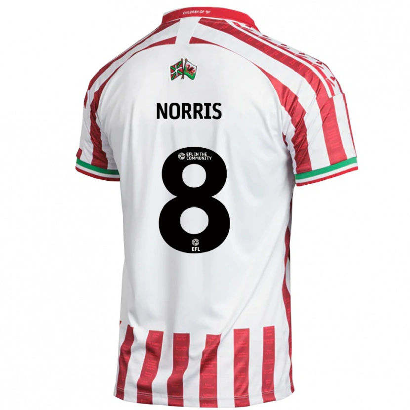 Danxen Hombre Camiseta Jac Norris #8 Rojo Blanco 2ª Equipación 2025/26 La Camisa México