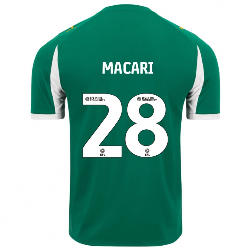 Danxen Hombre Camiseta Lewis Macari #28 Verde Blanco 2ª Equipación 2025/26 La Camisa México