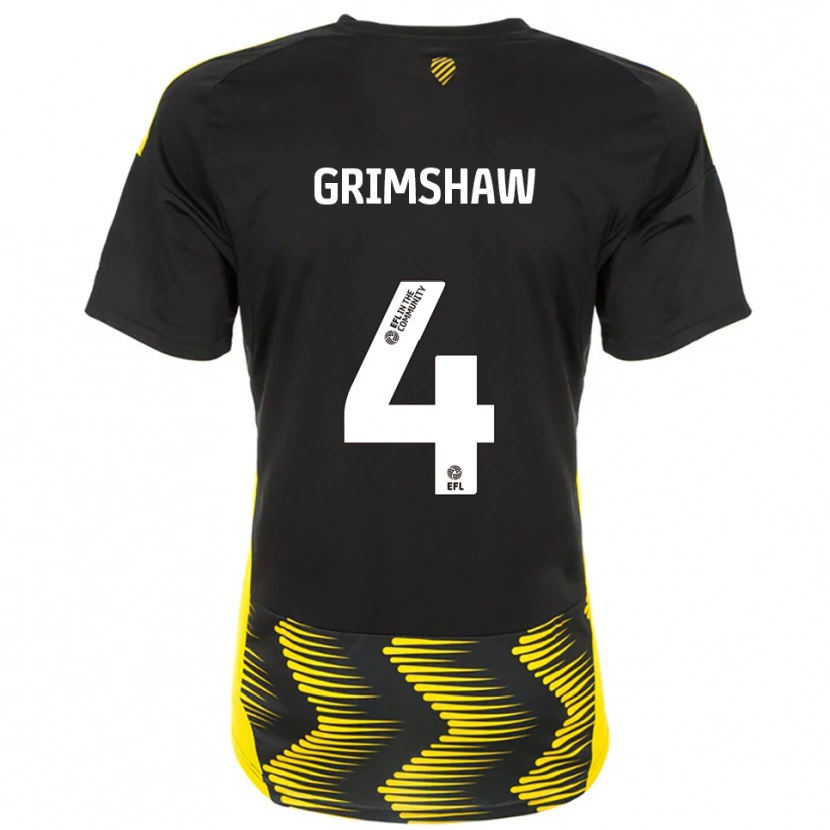 Danxen Hombre Camiseta Niamh Grimshaw #4 Negro Amarillo 2ª Equipación 2025/26 La Camisa México