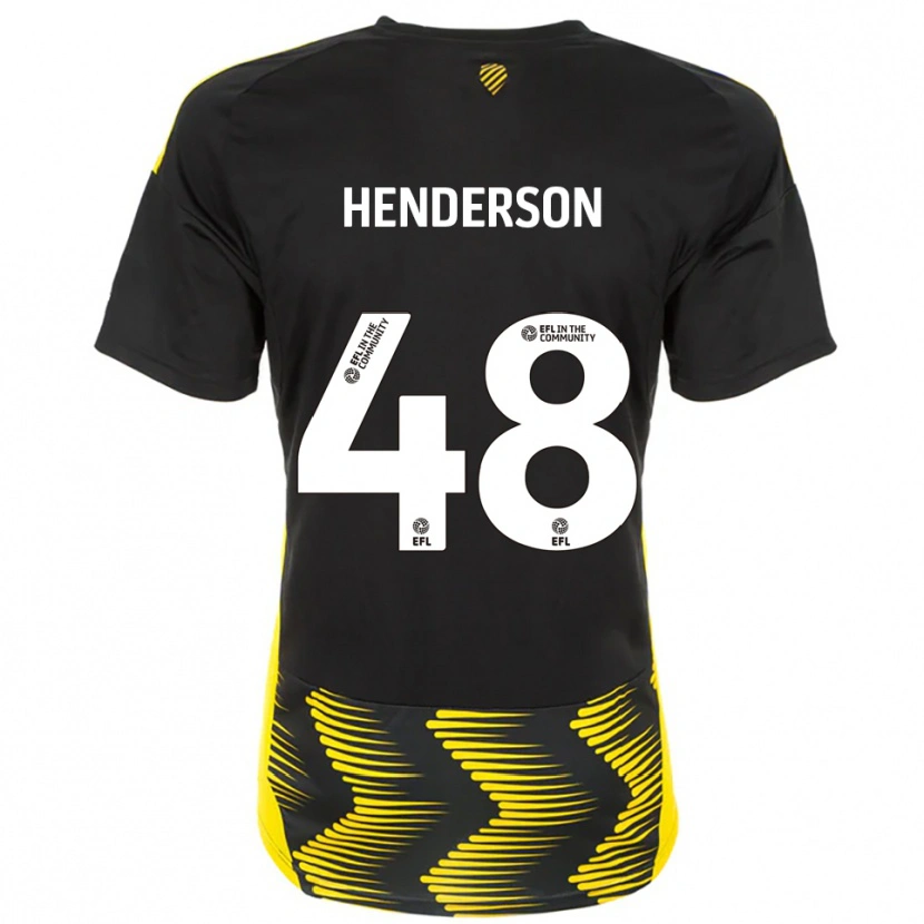 Danxen Hombre Camiseta Alfie Henderson #48 Negro Amarillo 2ª Equipación 2025/26 La Camisa México
