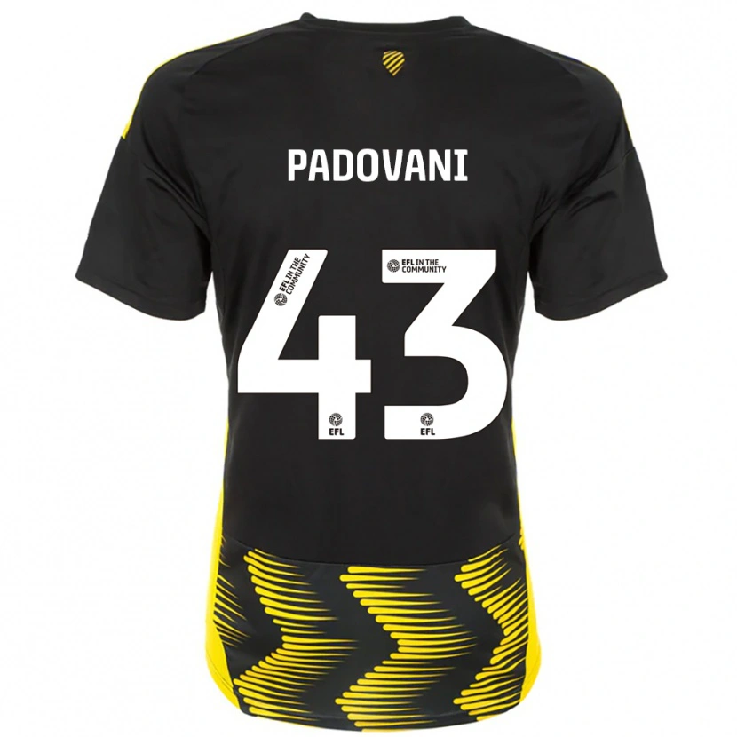 Danxen Hombre Camiseta Bruno Padovani #43 Negro Amarillo 2ª Equipación 2025/26 La Camisa México