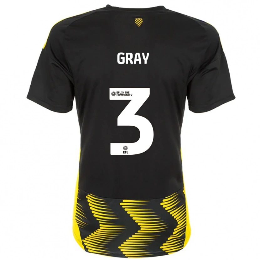 Danxen Hombre Camiseta Rebecca Gray #3 Negro Amarillo 2ª Equipación 2025/26 La Camisa México