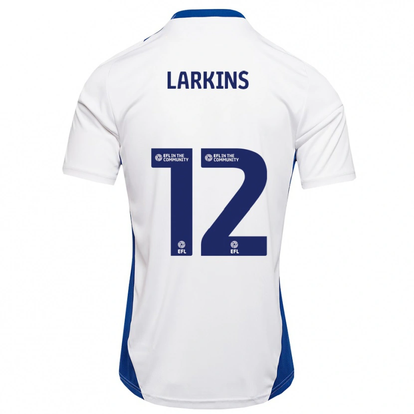 Danxen Hombre Camiseta Kian Larkins #12 Blanco Azul 2ª Equipación 2025/26 La Camisa México