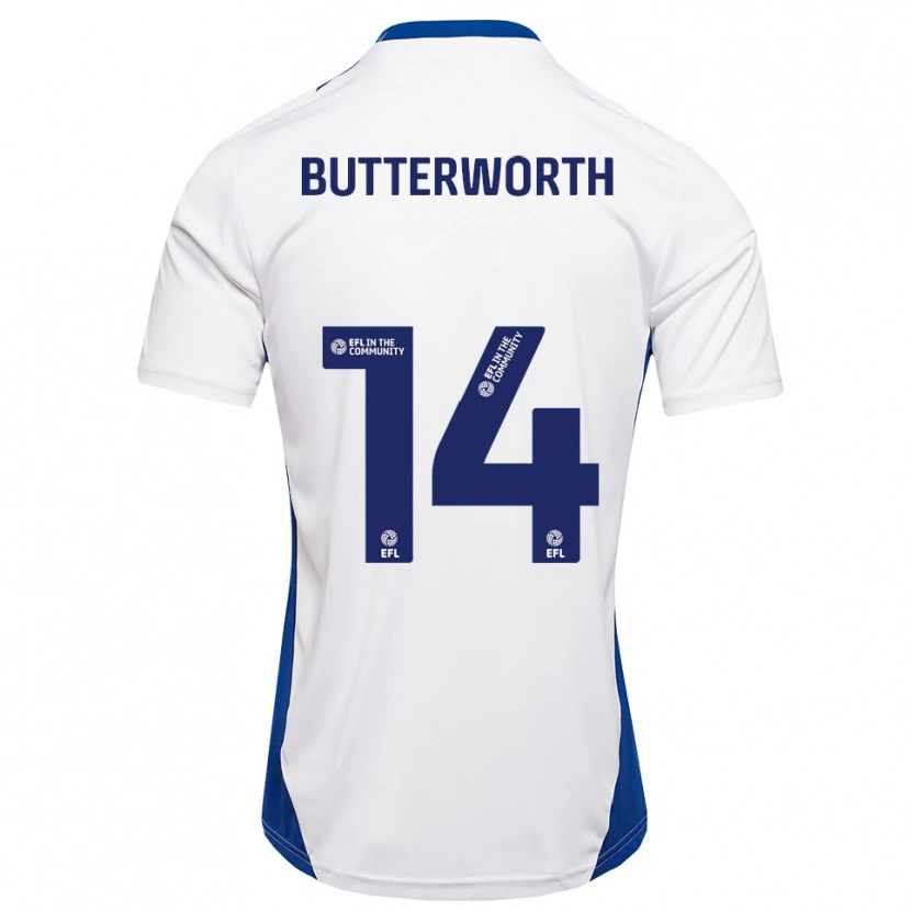 Danxen Hombre Camiseta Daniel Butterworth #14 Blanco Azul 2ª Equipación 2025/26 La Camisa México