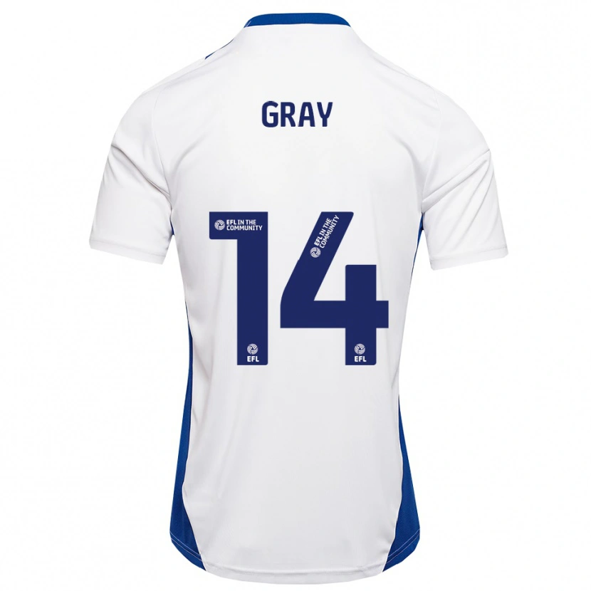 Danxen Hombre Camiseta Harry Gray #14 Blanco Azul 2ª Equipación 2025/26 La Camisa México