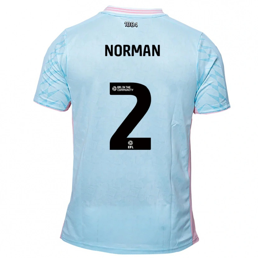 Danxen Hombre Camiseta Cameron Norman #2 Celeste Rosa 2ª Equipación 2025/26 La Camisa México