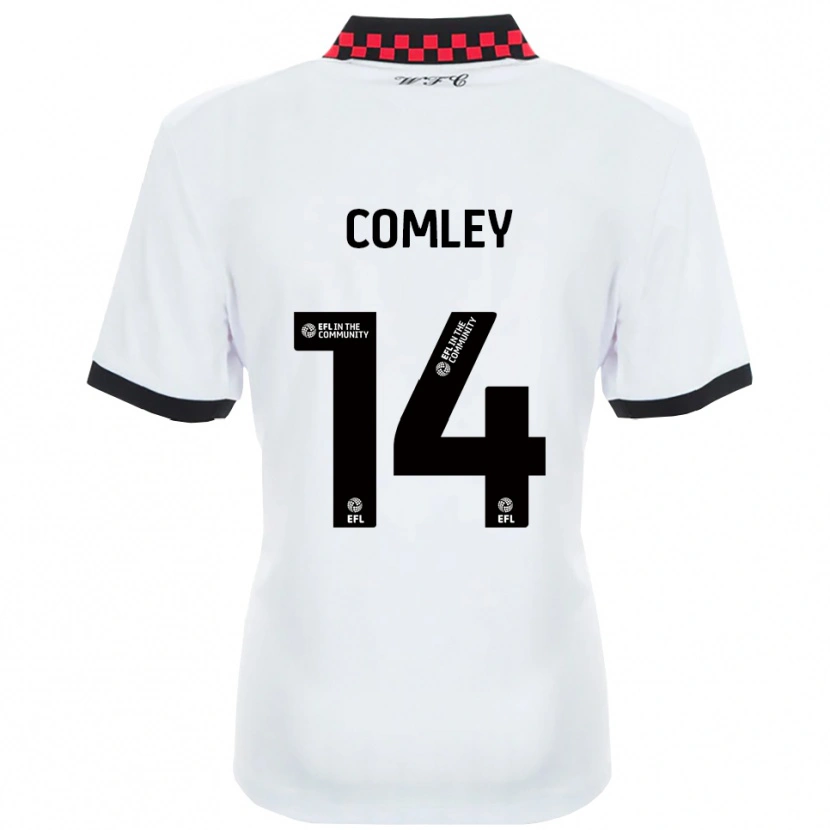 Danxen Hombre Camiseta Brandon Comley #14 Blanco Negro 2ª Equipación 2025/26 La Camisa México