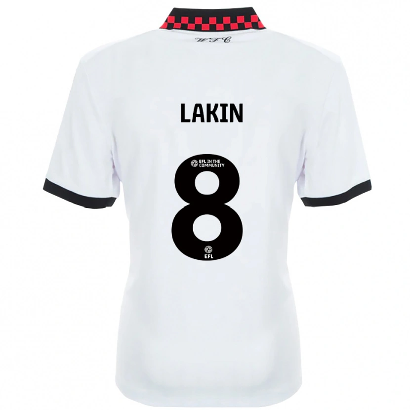 Danxen Hombre Camiseta Charlie Lakin #8 Blanco Negro 2ª Equipación 2025/26 La Camisa México