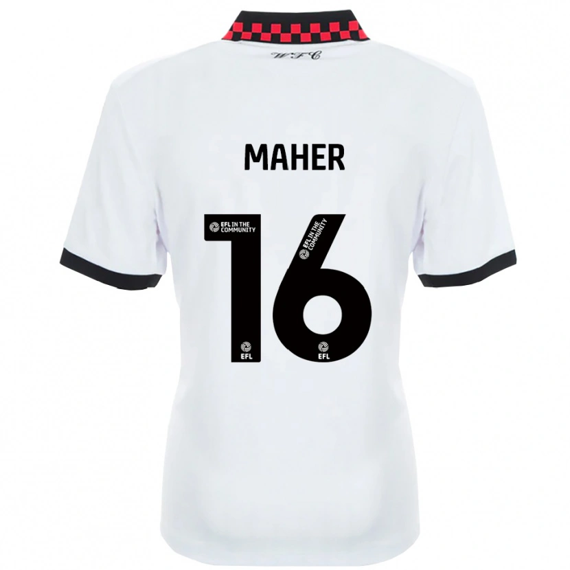 Danxen Hombre Camiseta Ronan Maher #16 Blanco Negro 2ª Equipación 2025/26 La Camisa México