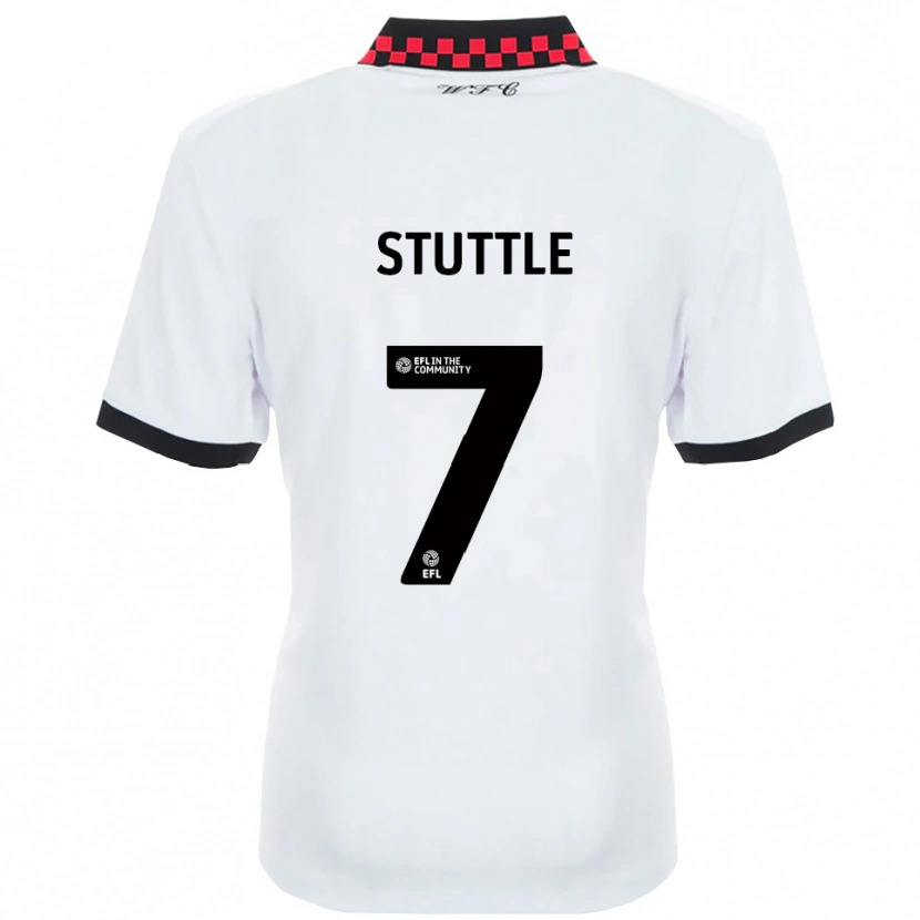 Danxen Hombre Camiseta Jonny Stuttle #7 Blanco Negro 2ª Equipación 2025/26 La Camisa México