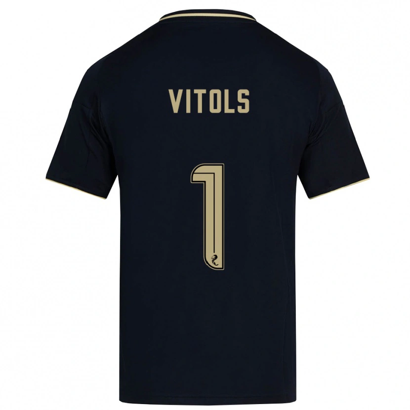 Danxen Hombre Camiseta Rodrigo Vitols #1 Azul Marino Dorado 2ª Equipación 2025/26 La Camisa México