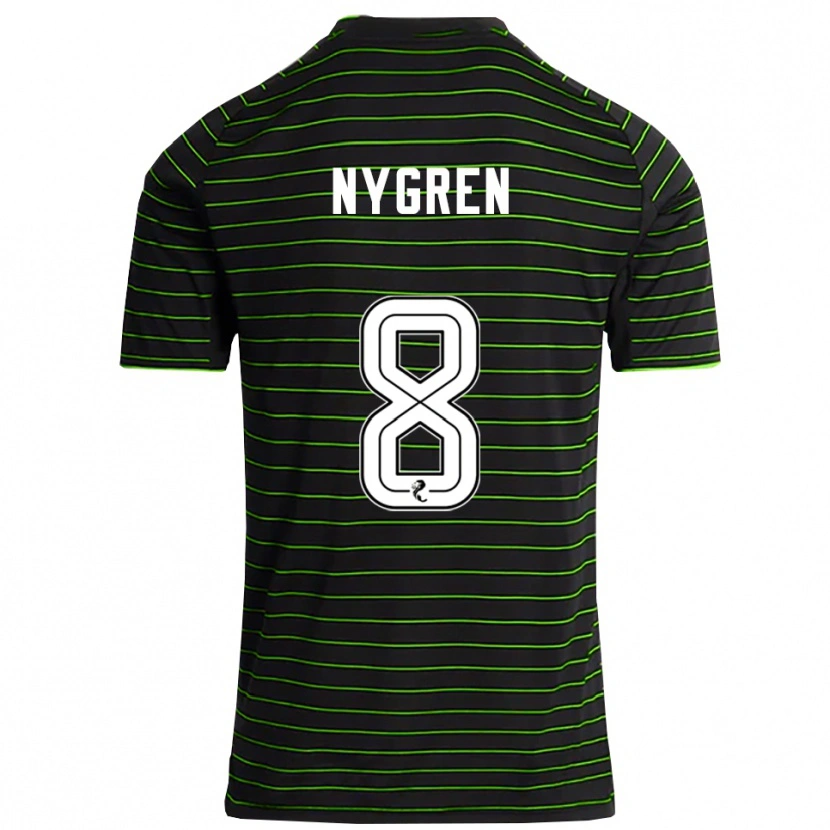 Danxen Hombre Camiseta Benjamin Nygren #8 Negro Verde 2ª Equipación 2025/26 La Camisa México