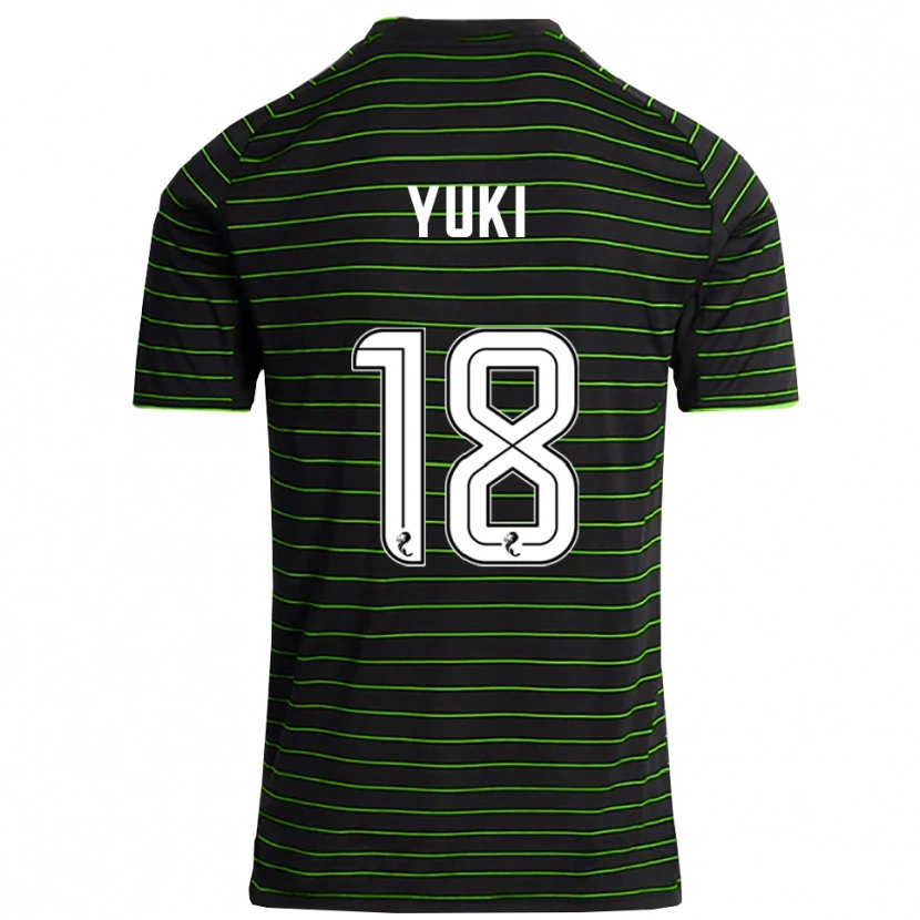 Danxen Hombre Camiseta Yuki Kobayashi #18 Negro Verde 2ª Equipación 2025/26 La Camisa México