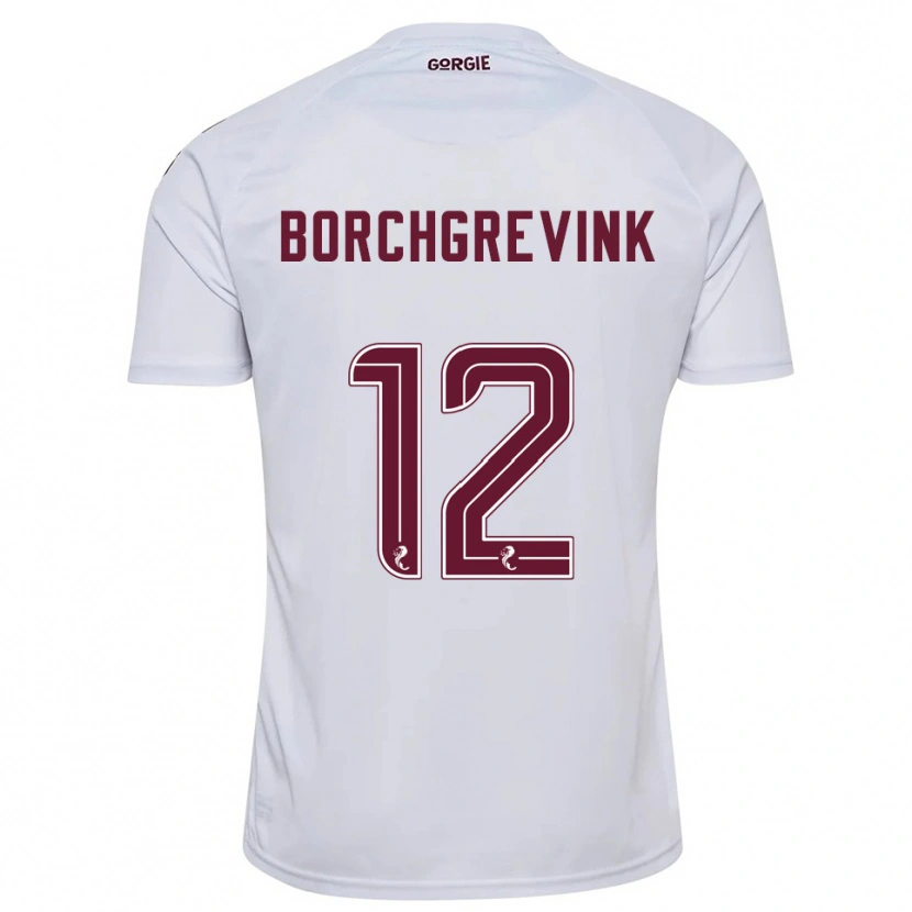 Danxen Hombre Camiseta Christian Borchgrevink #12 Blanco Borgoña 2ª Equipación 2025/26 La Camisa México