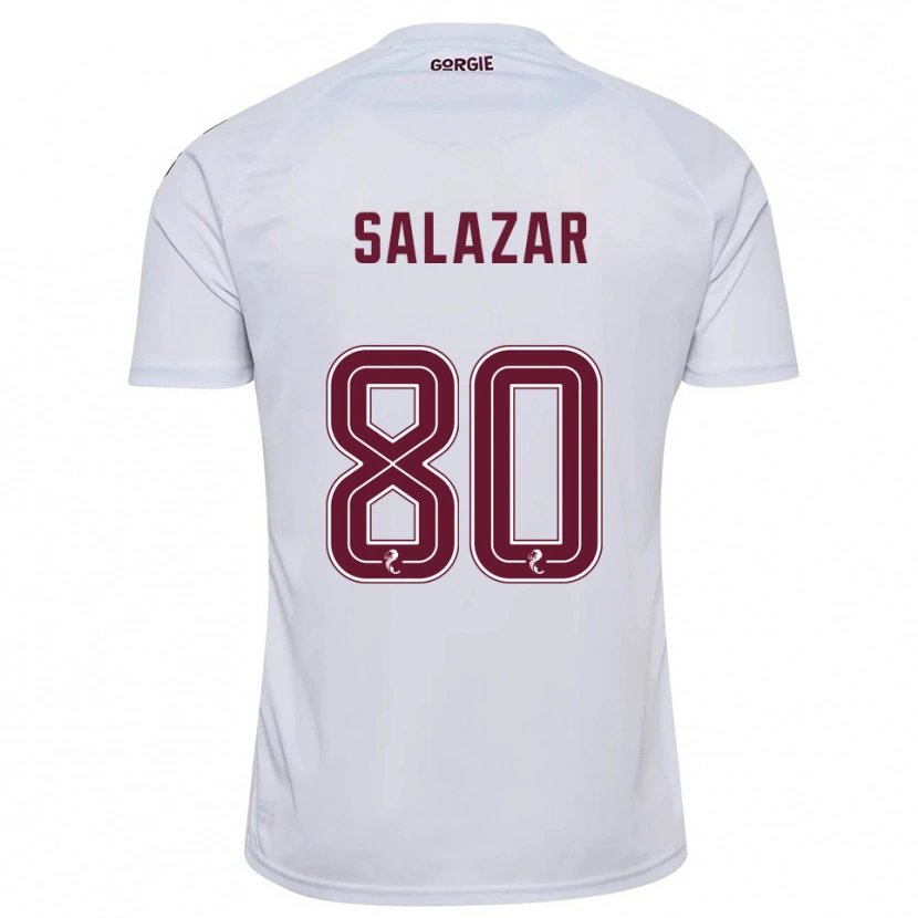 Danxen Hombre Camiseta Andrés Salazar #80 Blanco Borgoña 2ª Equipación 2025/26 La Camisa México
