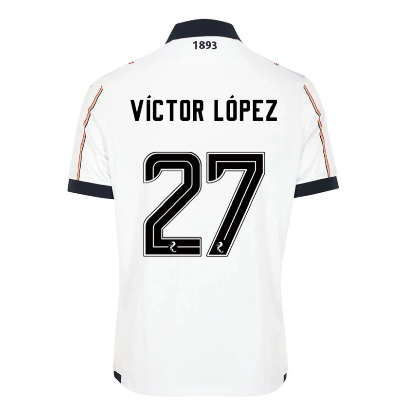 Danxen Hombre Camiseta Víctor López #27 Blanco Azul Marino Rojo 2ª Equipación 2025/26 La Camisa México