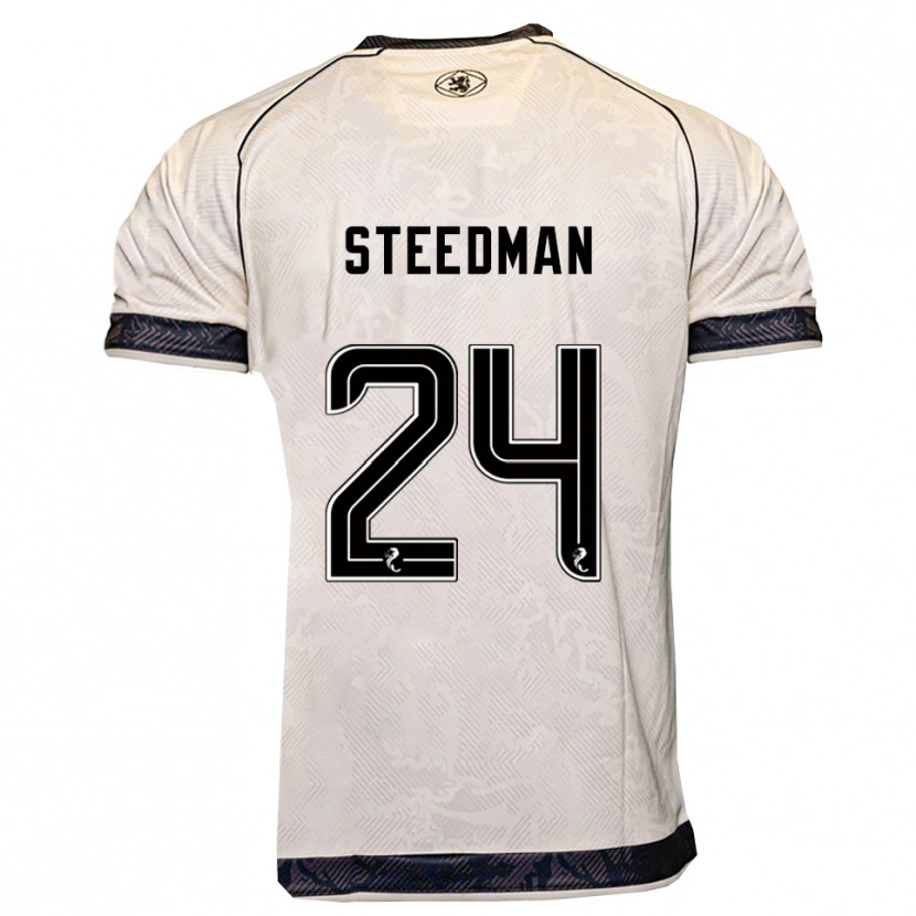Danxen Hombre Camiseta Laura Steedman #24 Blanco Negro 2ª Equipación 2025/26 La Camisa México
