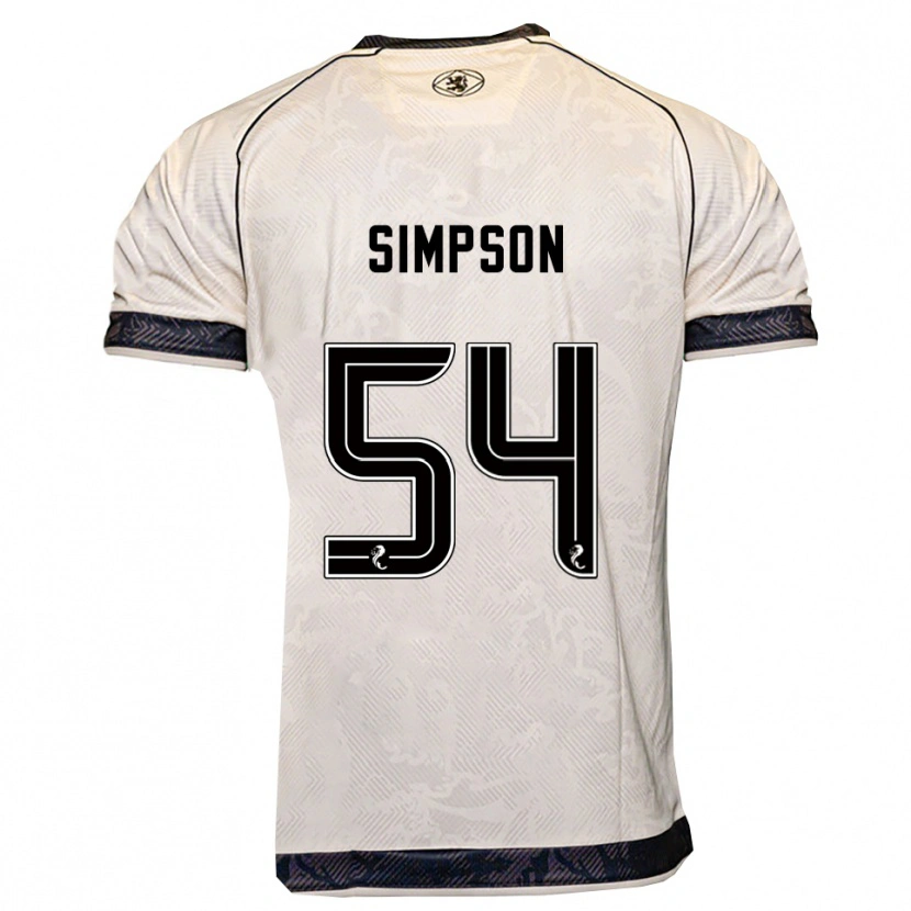 Danxen Hombre Camiseta Finlay Simpson #54 Blanco Negro 2ª Equipación 2025/26 La Camisa México