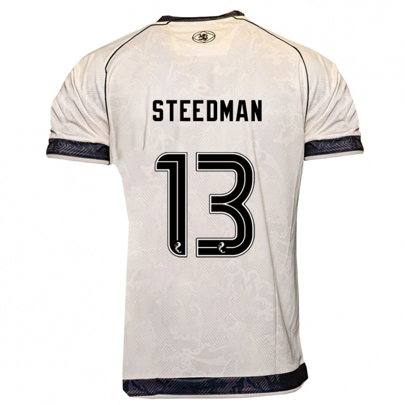 Danxen Hombre Camiseta Morgan Steedman #13 Blanco Negro 2ª Equipación 2025/26 La Camisa México