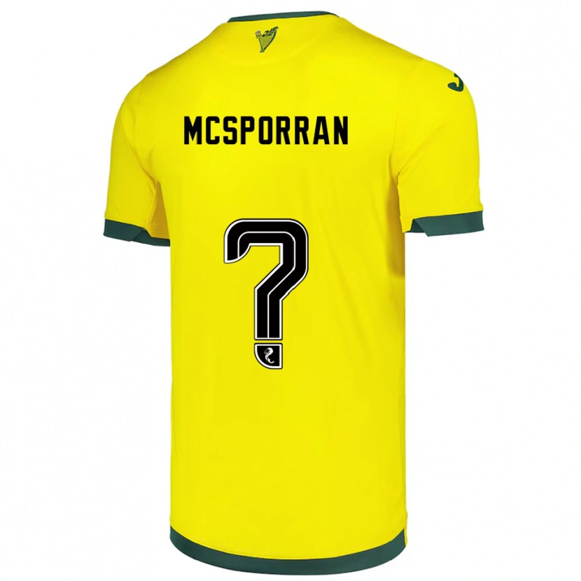 Danxen Hombre Camiseta Arran Mcsporran #0 Amarillo Verde 2ª Equipación 2025/26 La Camisa México