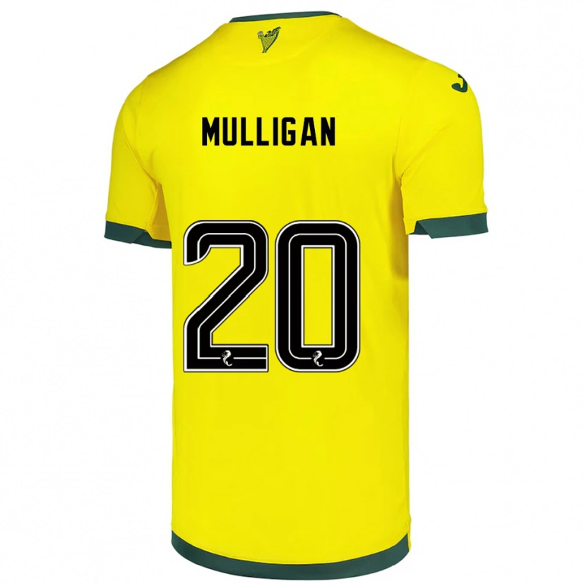 Danxen Hombre Camiseta Josh Mulligan #20 Amarillo Verde 2ª Equipación 2025/26 La Camisa México