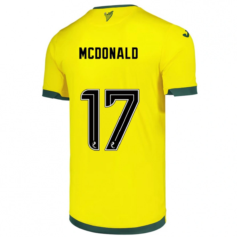 Danxen Hombre Camiseta Josh Mcdonald #17 Amarillo Verde 2ª Equipación 2025/26 La Camisa México