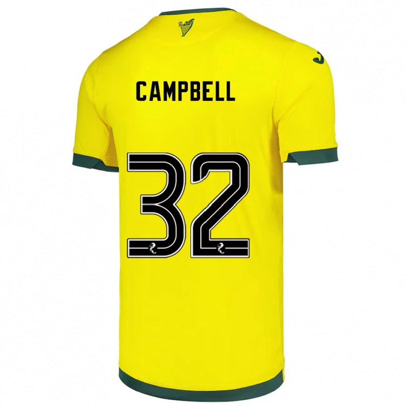 Danxen Hombre Camiseta Josh Campbell #32 Amarillo Verde 2ª Equipación 2025/26 La Camisa México