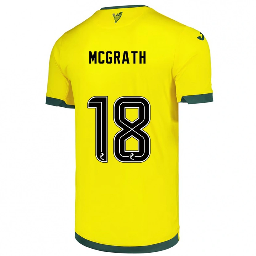 Danxen Hombre Camiseta Joseph Mcgrath #18 Amarillo Verde 2ª Equipación 2025/26 La Camisa México