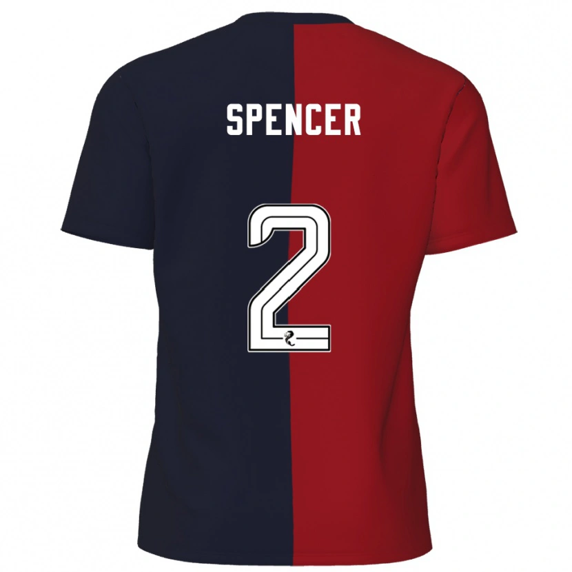 Danxen Hombre Camiseta Joe Spencer #2 Rojo Azul Marino 2ª Equipación 2025/26 La Camisa México