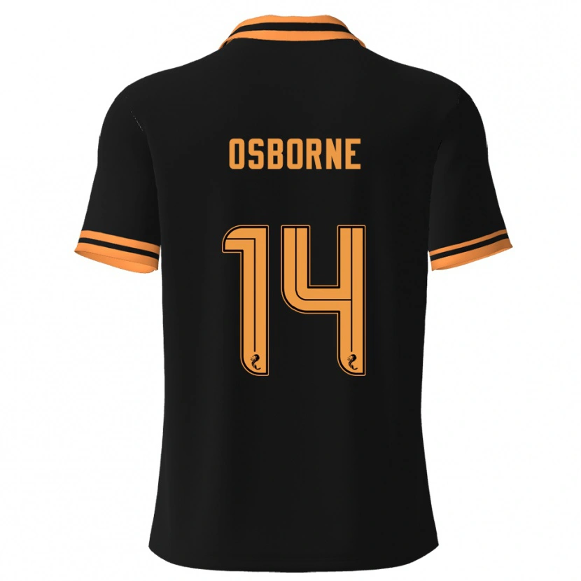 Danxen Hombre Camiseta Ellie Osborne #14 Negro Amarillo 2ª Equipación 2025/26 La Camisa México