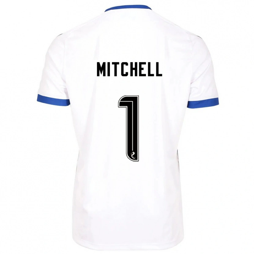 Danxen Hombre Camiseta Ellie Mitchell #1 Blanco Azul 2ª Equipación 2025/26 La Camisa México