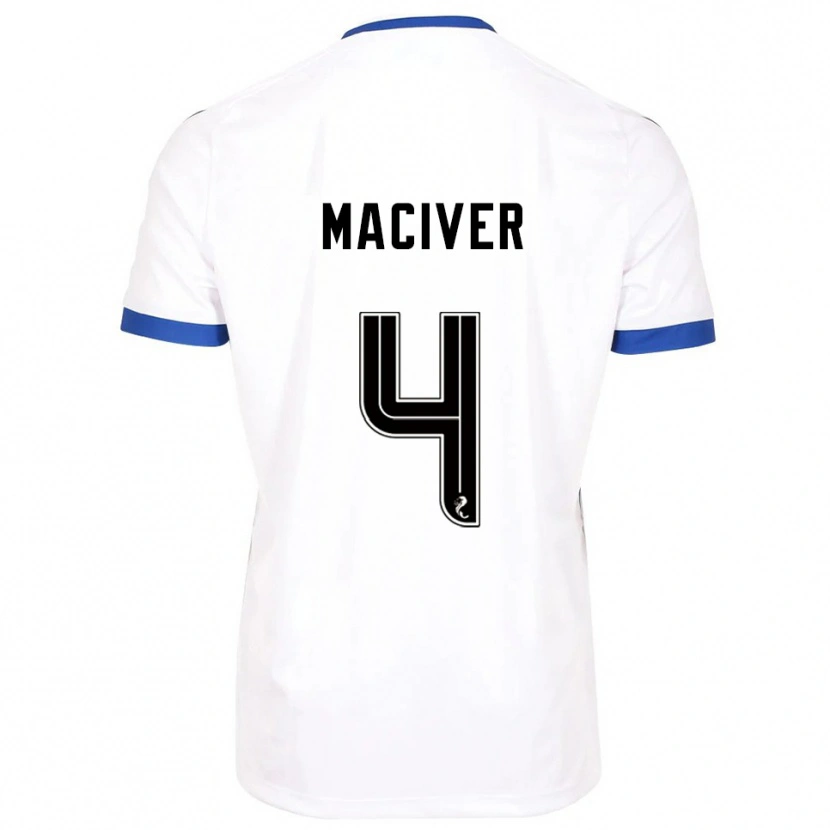 Danxen Hombre Camiseta Ellie Maciver #4 Blanco Azul 2ª Equipación 2025/26 La Camisa México